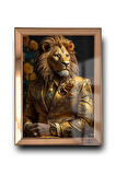 Aslan Başlı Ayna Çerçeveli Tablo