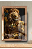 Aslan Başlı Ayna Çerçeveli Tablo