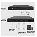 Alfalink AL-DVD20 Usb+Type-C 3.0 Usb+Kart Okuyuculu Taşınabilir DVD Optik Yazıcı
