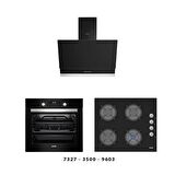 Simfer  Siyah Cam Ankastre Set (7327 Fırın + 3500 Ocak + 9603 davlumbaz) SET 1