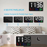 Alfalink Dijital Duvar Saati Renkli Uzaktan Kumandalı Hd LED Ekran Tarih Gün Sıcaklık Alarm USB Dekoratif