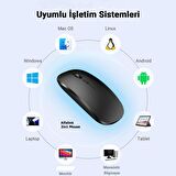 Alfalink AL-BT15 Bluetooth & Wireless Şarjlı Sessiz Tuşlu Kablosuz Mouse Siyah