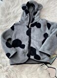 Peluşlu Kapüşonlu Mickey Gri İkili Takım 4358
