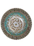 El Yapım 17 cm Duvar Tabağı Turkuaz Dekor No 3678