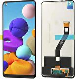 SAMSUNG A21 A215 UYUMLU LCD DOKUNMATİK EKRAN  ÇITASIZ SİYAH