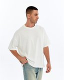 Unisex Oversize Geniş Kesim %100 Pamuk Yumuşak Dokulu Basic Bisiklet Yaka Beyaz Tişört