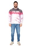 Erkek Rahat Kalıp Streetwear Renk Geçişli "I'M FINE" Baskılı Kapüşonlu Hoodie