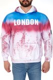 Erkek "SPLASH LONDON" Baskılı Kapüşonlu Hoodie  %100 Pamuklu Uzun Kollu