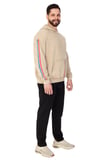 Erkek "PONDER LINE" Baskılı Kapüşonlu Hoodie  %100 Pamuklu Uzun Kollu