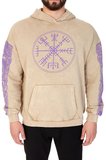 Erkek "SHOULDER VIKING" Baskılı Kapüşonlu Hoodie  %100 Pamuklu Uzun Kollu