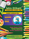 Okul Etiketi Kalem Defter Etiketi, Şirinler V1 Etiketi - 60 Adet 4cm Opak Sticker