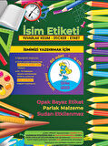 Okul Etiketi Kalem Defter Etiketi, Şirinler V2 Etiketi - 60 Adet 4cm Opak Sticker