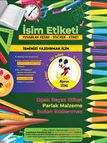 Okul Etiketi Kalem Defter Etiketi, Mickey Mouse Etiketi - 40 Adet 5cm Opak Sticker