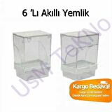 Akıllı Yemlik 6 lı Paket Muhabbet Kuşu Yemlik Kuş Yemliği Karışık Renk (Renk Stok Durumuna Göre )