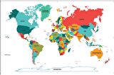 Şeffaf Renkli Dünya Haritası - Yapışkansız Tutunan, Elektrostatik Özellikli Akıllı Kağıt (Türkçe)