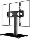 Suptek Evrensel TV Standları, Masa Üstü TV Standı, 17-55 inç Ekranlar için Ayaklı TV Standı, Sertleştirilmiş Cam Tabanlı ve Tel Yönetimli Yüksekliği Ayarlanabilir TV Tabanı Standı, 40 kg'a kadar taşır