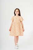 Çiçek Desnli Kız Çocuk Müslin Elbise 3802