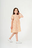 Çiçek Desnli Kız Çocuk Müslin Elbise 3802