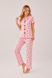 Desenli Kısa Kol Kadın Pijama Takımı 2200