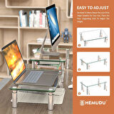 Hemudu 2 Paket Monitör Standı -3 Ayarlanabilir Yükseklik Monitör Yükseltici, Bilgisayar Monitör Standı, Masaüstü Düzenleyici, PC, Bilgisayar, Dizüstü Bilgisayar için Monitör Standı Yükseltici