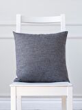 Gri Dokuma Basit Dikiş 45x45 cm Kare Kırlent Kılıfı