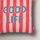 Good Life Baskılı Çizgili Kırlent Kılıfı