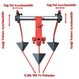 bluebee A09 40x40cm Çapa Makinesi Üçlü Ayarlı Kaz Ayağı Aparatı