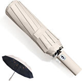 Katlanabilir Otomatik Şemsiye – Bej, Rüzgara Dayanıklı, Su Geçirmez