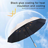 Katlanabilir Otomatik Şemsiye – Bej, Rüzgara Dayanıklı, Su Geçirmez