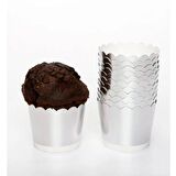 Gümüş (Gri) Renk Cupcake (Muffin) Kabı (12 Adet)