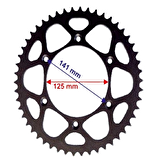 KTM CR125-250-KX-KTM ARKA DİŞLİ 520-50T İÇ 125X6 DELİKLİ IND