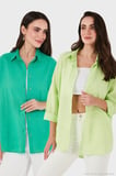 SD Luxury Pamuk Karışımlı Oversize Fit Uzun Kollu 2'li Paket Gömlek Bayan GÖMLEK 6781001S2