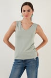 Lela Slim Fit V Yaka Kalın Askılı 2' li Paket Bluz Bayan BLUZ 5864384S2