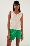 Lela Slim Fit V Yaka Kalın Askılı 2' li Paket Bluz Bayan BLUZ 5864384S2