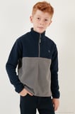 Lela Yumuşak Dokulu Yarım Fermuarlı Renk Bloklu Dik Yaka Unisex Çocuk 2'li Paket Polar POLAR 5905004S2