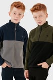 Lela Yumuşak Dokulu Yarım Fermuarlı Renk Bloklu Dik Yaka Unisex Çocuk 2'li Paket Polar POLAR 5905004S2