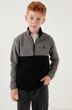 Lela Yumuşak Dokulu Yarım Fermuarlı Renk Bloklu Dik Yaka Unisex Çocuk 2'li Paket Polar POLAR 5905004S2