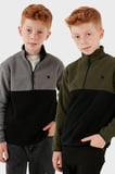 Lela Yumuşak Dokulu Yarım Fermuarlı Renk Bloklu Dik Yaka Unisex Çocuk 2'li Paket Polar POLAR 5905004S2