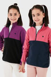 Lela Yumuşak Dokulu Yarım Fermuarlı Renk Bloklu Dik Yaka Unisex Çocuk 2'li Paket Polar POLAR 5905004S2