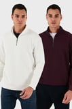 Buratti Pamuklu Regular Fit Yarım Fermuarlı Dik Yaka 2'li Paket Sweat Erkek SWEAT 5905716S2