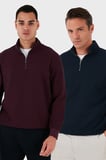 Buratti Pamuklu Regular Fit Yarım Fermuarlı Dik Yaka 2'li Paket Sweat Erkek SWEAT 5905716S2