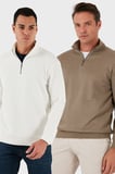 Buratti Pamuklu Regular Fit Yarım Fermuarlı Dik Yaka 2'li Paket Sweat Erkek SWEAT 5905716S2