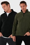 Buratti Slim Fit Yarım Fermuarlı Dik Yaka Soğuk Geçirmez 2'li Paket Polar Erkek POLAR 5906003S2