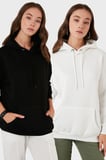 Lela Regular Fit Pamuklu Kapüşonlu Yaka Şardonlu Kışlık 2'li Paket Sweat Bayan SWEAT 5863854S2
