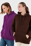 Lela Regular Fit Pamuklu Kapüşonlu Yaka Şardonlu Kışlık 2'li Paket Sweat Bayan SWEAT 5863854S2
