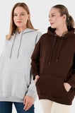 Lela Regular Fit Pamuklu Kapüşonlu Yaka Şardonlu Kışlık 2'li Paket Sweat Bayan SWEAT 5863854S2