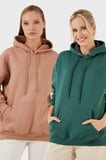 Lela Regular Fit Pamuklu Kapüşonlu Yaka Şardonlu Kışlık 2'li Paket Sweat Bayan SWEAT 5863854S2