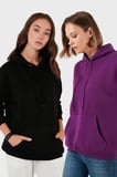 Lela Regular Fit Pamuklu Kapüşonlu Yaka Şardonlu Kışlık 2'li Paket Sweat Bayan SWEAT 5863854S2