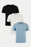 Buratti Pamuklu Regular Fit Bisiklet Yaka 3'lü Paket T Shirt Erkek T SHİRT 59020204S3 Siyah-Mavi-Ekru