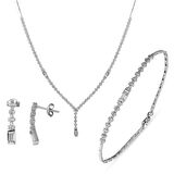 Favori Baget Taşlı 14 Ayar Beyaz Altın Set 